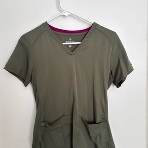 Med Couture Women’s Olive Green Scrub Top size XS